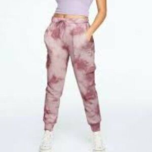 VS PINK Blush Rose Tie Dye Cargo Joggers Women’s Size Medium